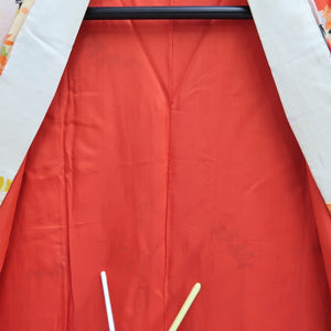 Juban Vintage(1920-1950) Red Crane Birds Silk #10366F4