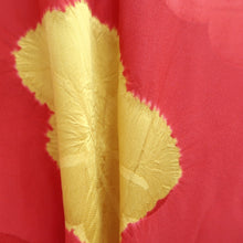 Load image into Gallery viewer, Juban Red Furisode Leaves Shibori Silk #10516B2
