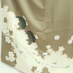 Kimono Light Khaki Cherry Blossom Tall Silk #9946B5