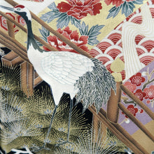 Load image into Gallery viewer, Tomesode Black Crane Birds Silk #10392F5
