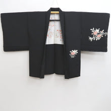 Load image into Gallery viewer, Haori Jacket Vintage(1950-1980) Black Camellia Branch Silk #10142D3
