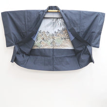 Load image into Gallery viewer, Men's Haori Vintage(1950-1980) Blue Black Mt. Fuji Landscape Silk #10640C4
