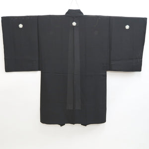 Men's Haori Vintage(1950-1980) Black Montsuki See-Through Silk #9831B1