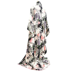 Furisode Black Plum blossom Yamato Tall Silk #10554B4