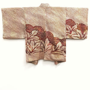 Haori Jacket Vintage(1950-1980) Brown Full Shibori Chrysanthemum Silk #10172D4