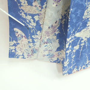 Kimono Light Blue Butterfly Plum blossom Branch Silk #9667J3