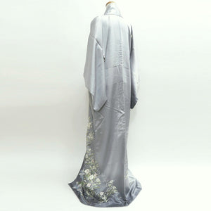 Kimono Light Gray Peony Camellia Silk #9648J2