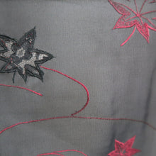 Load image into Gallery viewer, Haori Jacket Vintage(1950-1980) Black Wine red Sheer Embroidery Maple Leaf Silk #10974F3
