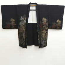 Load image into Gallery viewer, Haori Jacket Vintage(1950-1980) Black Gold Lush Trees Silk #10187D5
