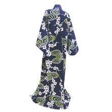 Load image into Gallery viewer, Yukata Vintage(1950-1980) Navy Plum blossom Cotton #11099B1
