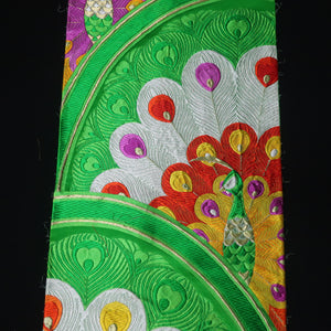 BB10076AF Silk Obi Fabric Peacock Green 50.0x10.6in(127x27cm)