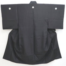 Load image into Gallery viewer, Men&#39;s Kimono Vintage(1950-1980) Black Montsuki Habutae Silk #9972C1
