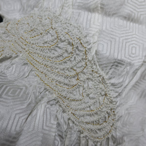 Silk Japanese Obiage Shibori White 55.1x7.9in(140x20cm) A#10010