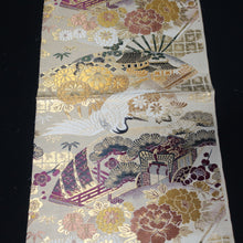 Load image into Gallery viewer, BB10046AD Silk Obi Fabric Crane Birds Gold Yellow 75.2x12.2in(191x31cm)
