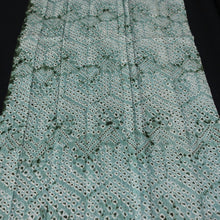 Load image into Gallery viewer, KK1385B7 Silk Kimono Fabric Vintage(1950-1980) Shibori Greenish Blue 69.7x11.8in(177x30cm)
