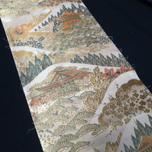 Load image into Gallery viewer, BB10056AD Silk Obi Fabric Zen Temple Green Beige 49.2x10.6in(125x27cm)
