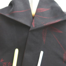 Load image into Gallery viewer, Kimono Vintage(1950-1980) Black Red See-Through Leaves Silk #10275E4
