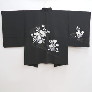 Haori Jacket Vintage(1950-1980) Black Flower Silk #9992C2