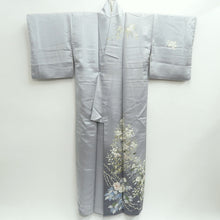 Load image into Gallery viewer, Kimono Light Gray Peony Camellia Silk #9648J2
