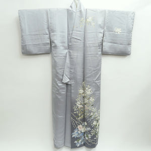 Kimono Light Gray Peony Camellia Silk #9648J2