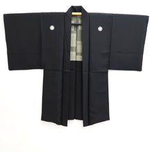Load image into Gallery viewer, Men's Haori Vintage(1950-1980) Black Montsuki Habutae Old documents Silk #10882E4

