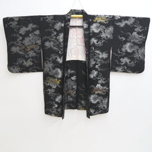 Load image into Gallery viewer, Haori Jacket Vintage(1950-1980) Black Silver Gold Cloud Silk #9755A3
