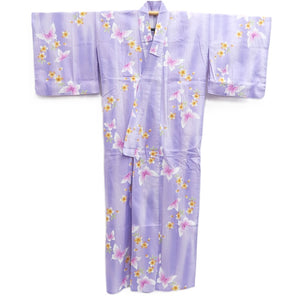 Yukata Lavender Butterfly Cherry Blossom Cotton #10347F3
