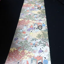 Load image into Gallery viewer, BB10096AF Silk Obi Fabric Heian Period Aristocrats Black 98.8x10.6in(251x27cm)
