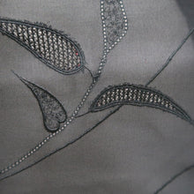 Load image into Gallery viewer, Haori Jacket Vintage(1950-1980) Black Wine red Sheer Botanical Embroidery Silk #10904E5
