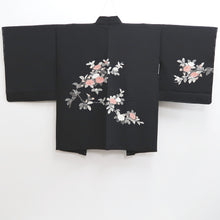 Load image into Gallery viewer, Haori Jacket Vintage(1950-1980) Black Camellia Branch Silk #10142D3
