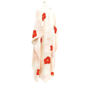 Juban Light Pink White Furisode Flower Shibori Silk #10517B2