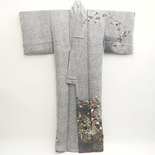 Load image into Gallery viewer, Kimono Gray White Black Chrysanthemum Branch Tall Silk #9936B5
