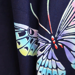 Yukata Vintage(1950-1980) Navy Butterfly Cotton #10485B1