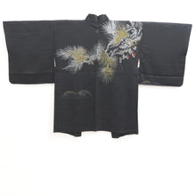 Load image into Gallery viewer, Haori Jacket Vintage(1950-1980) Black Gold Silver Pine Tree Silk #10984F4
