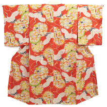 Load image into Gallery viewer, Juban Vintage(1920-1950) Red Crane Birds Silk #10366F4

