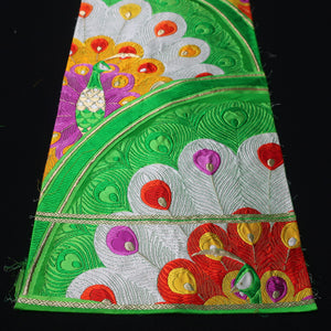 BB10076AF Silk Obi Fabric Peacock Green 50.0x10.6in(127x27cm)