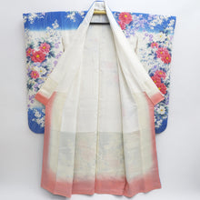 Load image into Gallery viewer, Furisode Blue White Peony Tall Silk #9698J4
