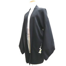 Load image into Gallery viewer, Haori Jacket Vintage(1950-1980) Black Hand painted Ume Branch Silk #9740A2
