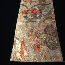 Load image into Gallery viewer, BB10086AF Silk Obi Fabric Phoenix Gold Beige 50.0x10.6in(127x27cm)
