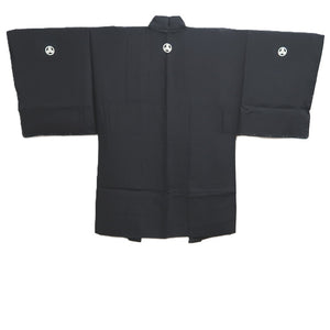 Men's Haori Vintage(1950-1980) Black Montsuki Landscape Silk #10412A2