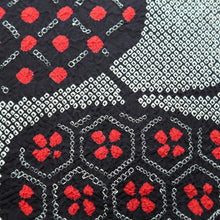 Load image into Gallery viewer, Haori Jacket Black Full Shibori Geometric Floral Silk #10713D2
