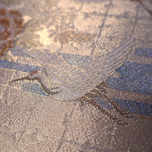 Load image into Gallery viewer, BB10026AC Silk Obi Fabric Crane Birds Gold 50.8x10.6in(129x27cm)
