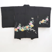 Load image into Gallery viewer, Haori Jacket Vintage(1950-1980) Black Hand painted Chrysanthemum Silk #9852B2
