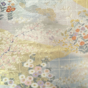 Fukuro Obi Gold Silver Cherry Blossom Butterfly Silk BB263V5