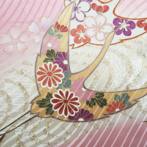 Furisode Pink Crane Birds Sakura Silk #9708J5