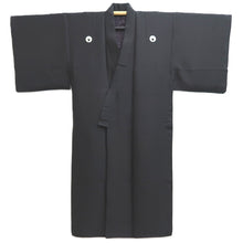 Load image into Gallery viewer, Men's Kimono Vintage(1950-1980) Black Montsuki Habutae Silk #10868E4
