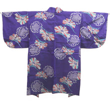 Load image into Gallery viewer, Haori Jacket Vintage(1920-1950) Purple Meisen Pine Tree Silk #11043A3
