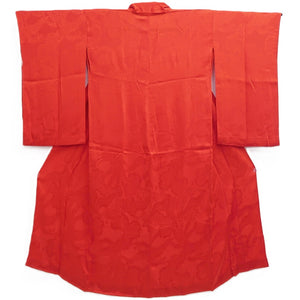 Juban Vintage(1920-1950) Red Crane Birds Phoenix Silk #10379F4