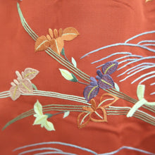 Load image into Gallery viewer, Haori Jacket Vermillion Fully Embroidered Iris Silk #10794D5
