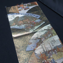 Load image into Gallery viewer, BB10016AB Silk Obi Fabric Tokaido Gold Green 52.4x11.0in(133x28cm)
